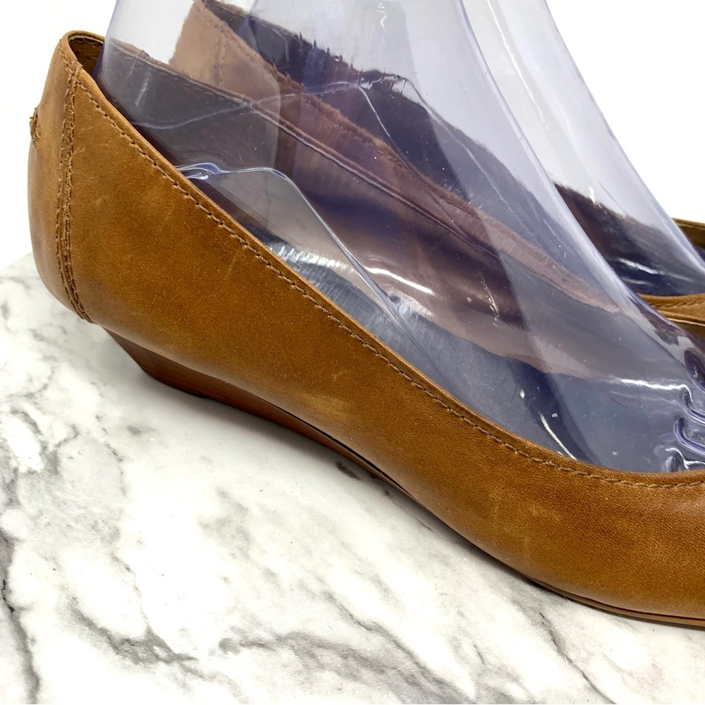 Jessica Simpson Brown Leather Ballet Toe Buckle Wedge Flats 8.5 Classic Preppy - Picture 9 of 16